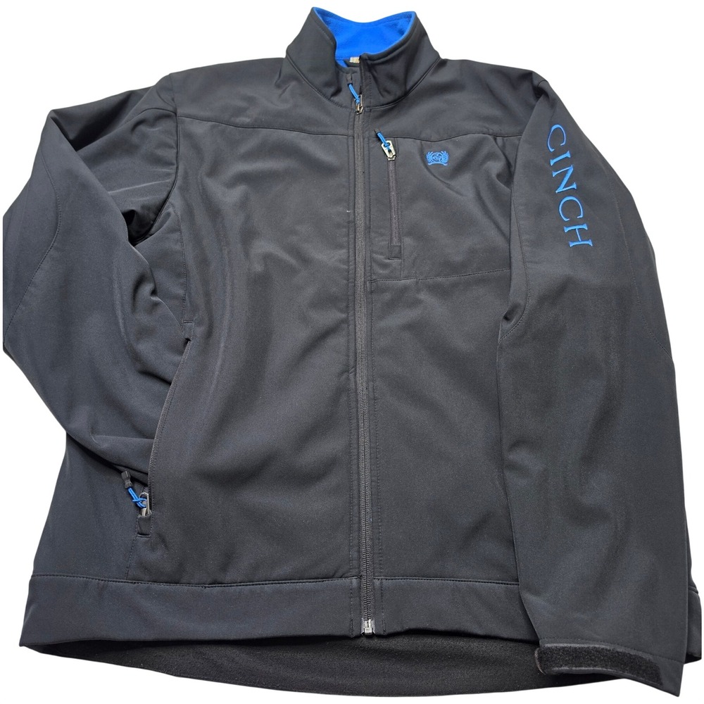 Cinch Mens Black Blue Bonded Softshell Fleece Lined Concealed Carry Jacket L